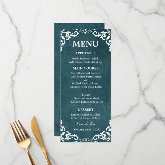 Rustic Mexican Wedding Menu Card Menükarte (Vorderseite/Rückseite Beispiel)