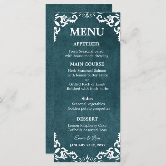 Rustic Mexican Wedding Menu Card Menükarte (Vorne/Hinten)