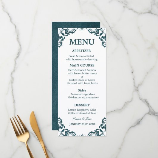 Rustic Mexican Wedding Menu Card Menükarte (Vorderseite/Rückseite Beispiel)