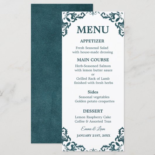 Rustic Mexican Wedding Menu Card Menükarte (Vorne/Hinten)