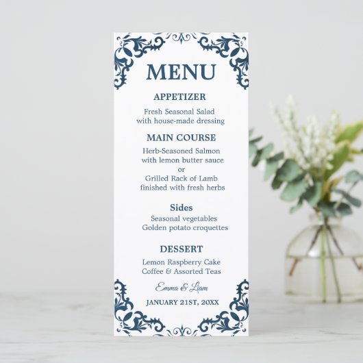 Rustic Mexican Wedding Menu Card Menükarte (Stehend Vorderseite)