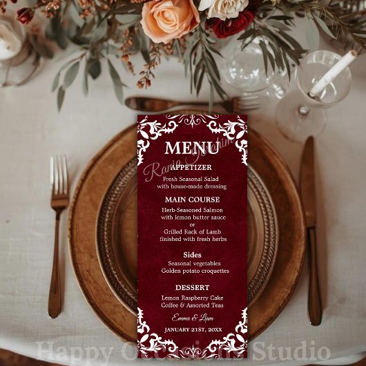 Rustic Mexican Wedding Menu Card Menükarte
