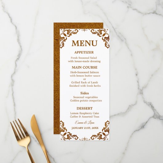 Rustic Mexican Wedding Menu Card Menükarte (Vorderseite/Rückseite Beispiel)