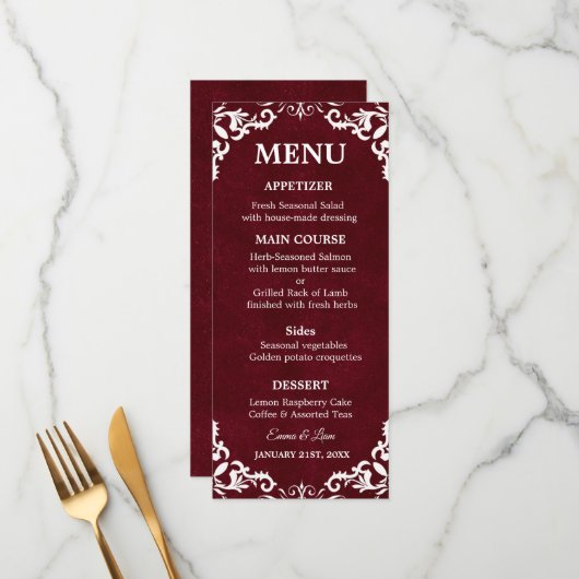 Rustic Mexican Wedding Menu Card Menükarte (Vorderseite/Rückseite Beispiel)