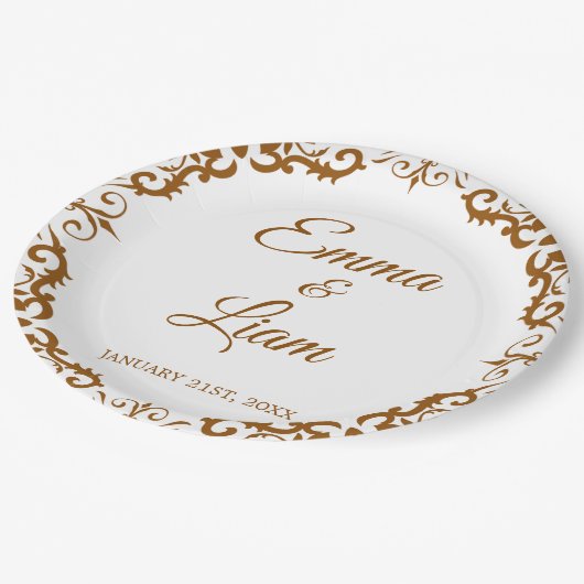 Rustic Mexican Wedding Paper Plates – Papel Picado Pappteller (Schrägansicht)