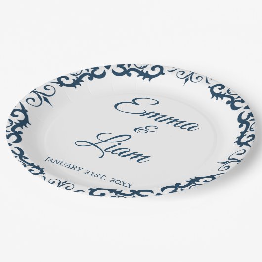 Rustic Mexican Wedding Paper Plates – Papel Picado Pappteller (Schrägansicht)