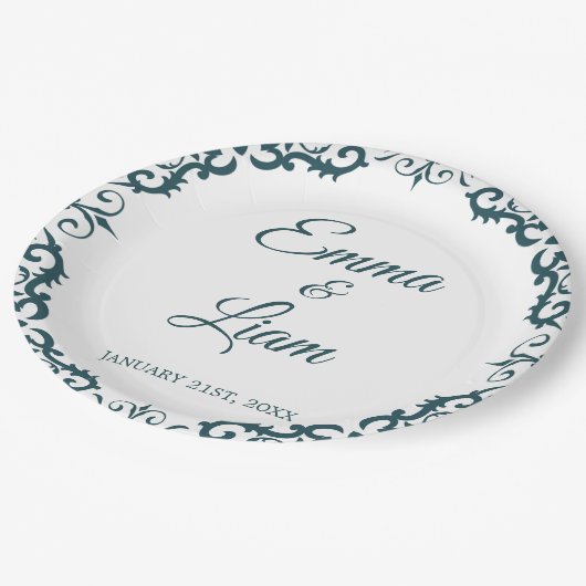 Rustic Mexican Wedding Paper Plates – Papel Picado Pappteller (Schrägansicht)