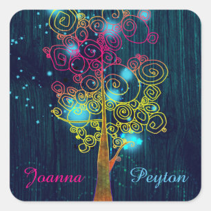 Rustic Midnight Blue Forest Wedding Quadratischer Aufkleber