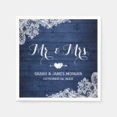 Rustic Midnight Blue Lace Mr. and Mrs Wedding Serviette (Vorderseite)