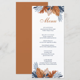 Rustic Midnight Blue Monstera Menü Card Menükarte