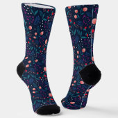 Rustic Midnight Blue Spring Blumengarten Socken (Gewinkelt)