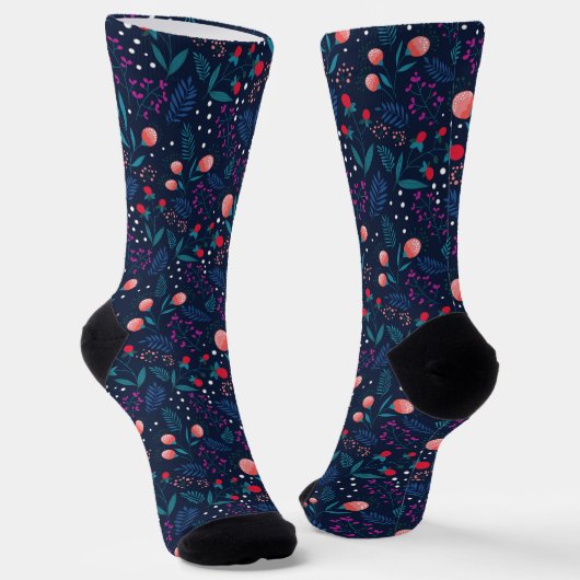 Rustic Midnight Blue Spring Blumengarten Socken (Gewinkelt)