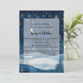 Rustic Midnight Blue Winter Forest Starry Wedding Einladung (Stehend Vorderseite)
