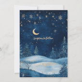 Rustic Midnight Blue Winter Forest Starry Wedding Einladung (Rückseite)