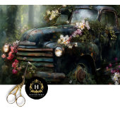 Rustic Midnight Floral Truck Decoupage Seidenpapier