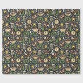 Rustic Midnight Revelry Folk Pattern Geschenkpapier (Flach)