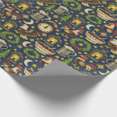 Rustic Midnight Revelry Folk Pattern Geschenkpapier (Ecke)