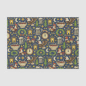 Rustic Midnight Revelry Folk Pattern Seidenpapier (Vorderseite)