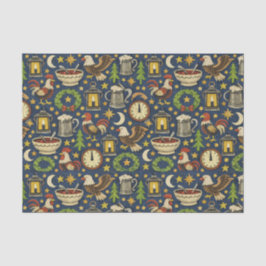 Rustic Midnight Revelry Folk Pattern Seidenpapier