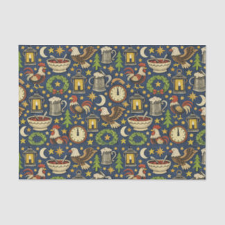 Rustic Midnight Revelry Folk Pattern Seidenpapier