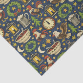 Rustic Midnight Revelry Folk Pattern Seidenpapier (Ausschnitt)