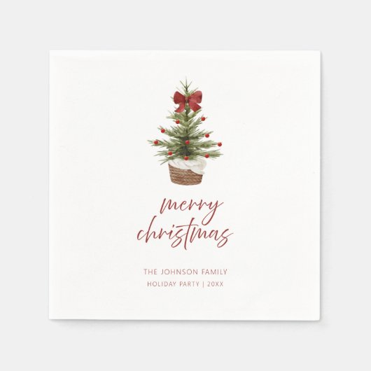 Rustic Mini Christmas Tree Holiday Party Napkins Serviette (Vorderseite)