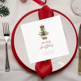 Rustic Mini Christmas Tree Holiday Party Napkins Serviette