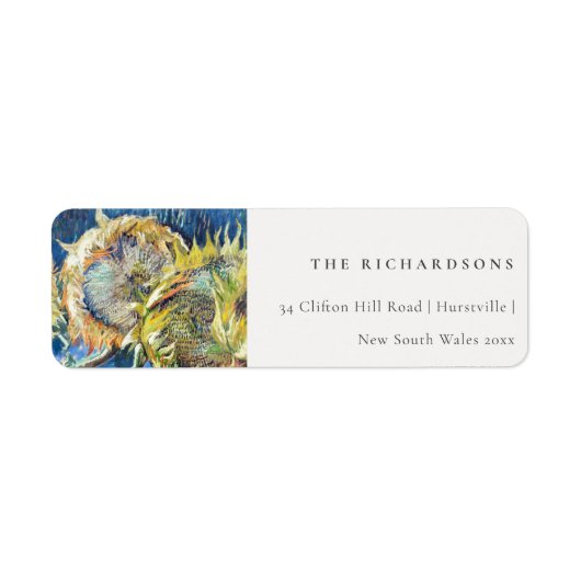 Rustic Minimal Blue Yellow Sunflower Address (Vorne)