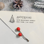 Rustic Minimal Christmas Tree Return Address  Permastempel
