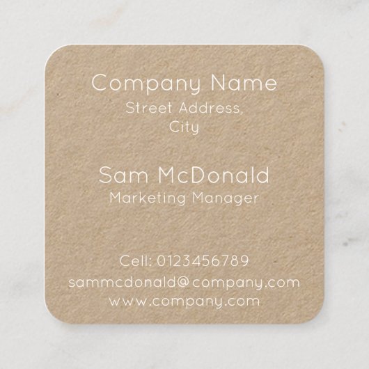 RUSTIC MINIMAL TEMPLATE DESIGN Business LOGO WEISS Quadratische Visitenkarte (Rückseite)