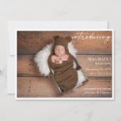 Rustic Minimalist Baby Photo Announcement Card Einladung (Vorderseite)