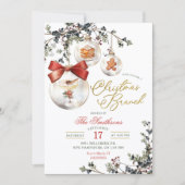 Rustic Minimalist Baubles Christmas Brunch Einladung (Vorderseite)
