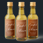 Rustic Minimalist Bridal Shower Personalized Mini Weinetikett<br><div class="desc">This rustic burnt orange bridal shower mini wine label features beautiful white typography for an autumn party featuring boho colors for a fall wedding. Minimalist white typography for a bohemian bride.</div>