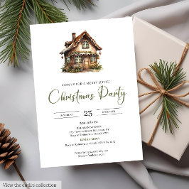 Rustic Minimalist Neutral Earthy Cozy Xmas Party  Einladung