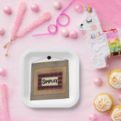 Rustic Minimalist Simplify Word Art Sign Pappteller (Party)