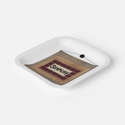 Rustic Minimalist Simplify Word Art Sign Pappteller (Gewinkelt)