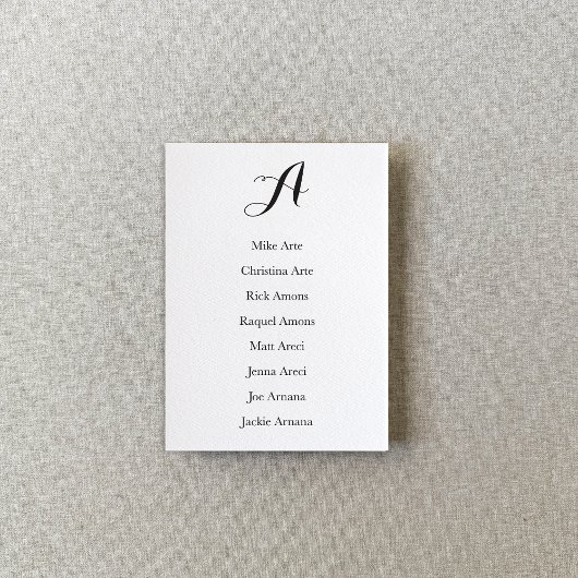 Rustic Minimalistic Calligraphy Seating Chart Card Tischnummer