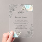 Rustic Mint Green Floral Lace Muslim Wedding Acryleinladungen (Insitu (Handheld))