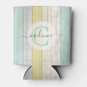 Rustic Mint & Yellow Boho Geo Modern Personalized Dosenkühler (Vorderseite)