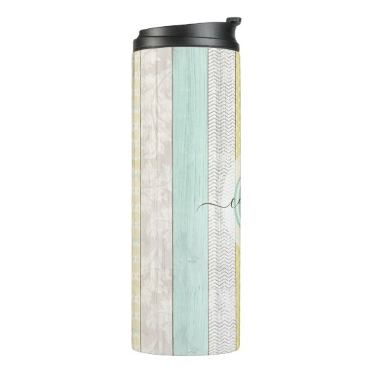 Rustic Mint & Yellow Boho Geo Modern Personalized Thermosbecher (Nach links gedreht)