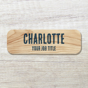 Rustic Mitarbeiter Woodgrain Blue Company Mitarbei Namensschild