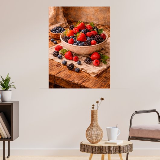 Rustic Mixed Berries Still Life a Cozy Food Poster (Wohnzimmer 3)