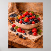 Rustic Mixed Berries Still Life a Cozy Food Poster (Vorne)