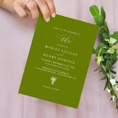 Rustic Modern Bright Olive Green Wedding Einladung