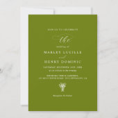 Rustic Modern Bright Olive Green Wedding Einladung (Vorderseite)