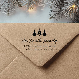 Rustic Modern Christmas Trees Return Address Gummistempel