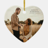 Rustic Modern Engagement Photo Heart Keepsake  Keramik Ornament (Vorne)
