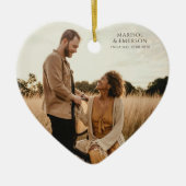 Rustic Modern Engagement Photo Heart Keepsake  Keramik Ornament (Vorne)