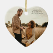 Rustic Modern Engagement Photo Heart Keepsake  Keramik Ornament (Hinten)