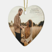 Rustic Modern Engagement Photo Heart Keepsake Keramik Ornament (Links)